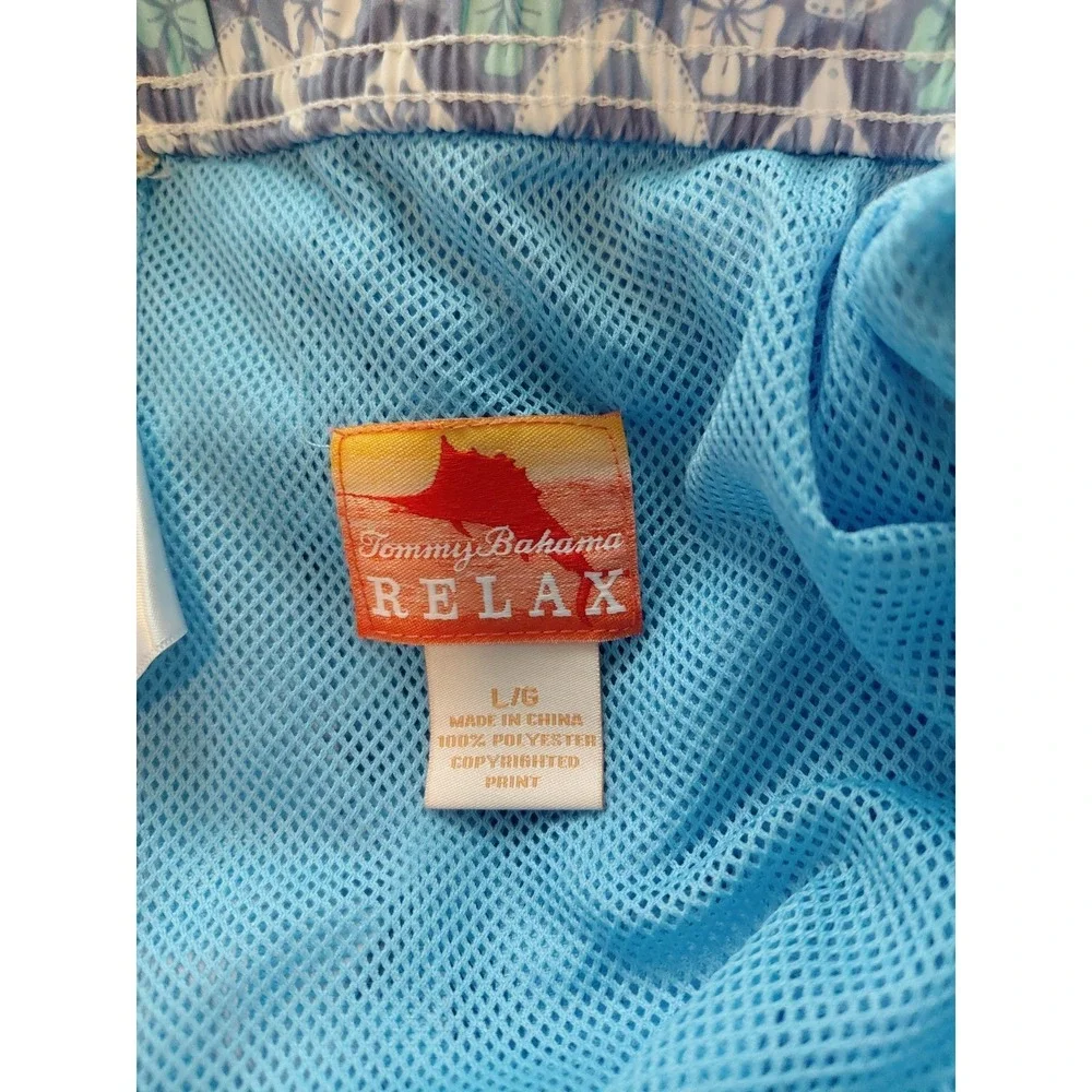 Tommy Bahama Relax Hawaiian Cargo Board Shorts Mens‎ Large Blue Lined Preppy